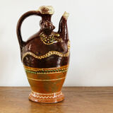 Zoomorphic gargoulette in glazed terracotta