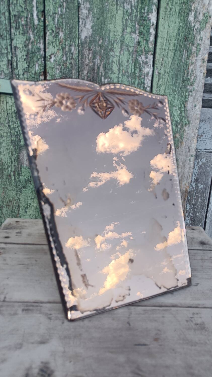 Pink art deco table mirror