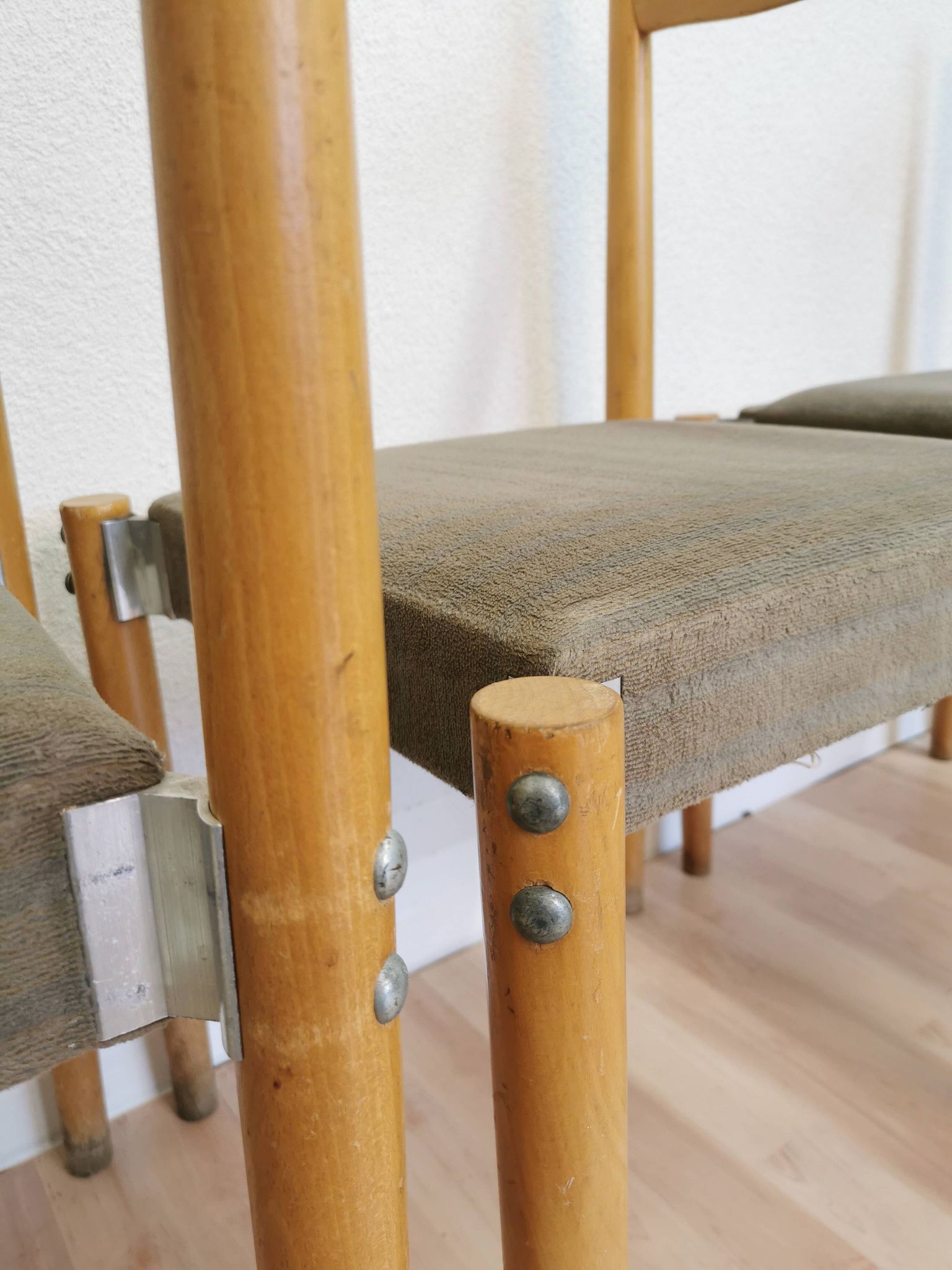 Vintage Miroslav Navratil Dining Chairs: 1970s Czechoslovakia, Gray Fabric