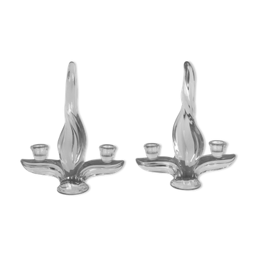 Flame candle holders in vintage crystal 60