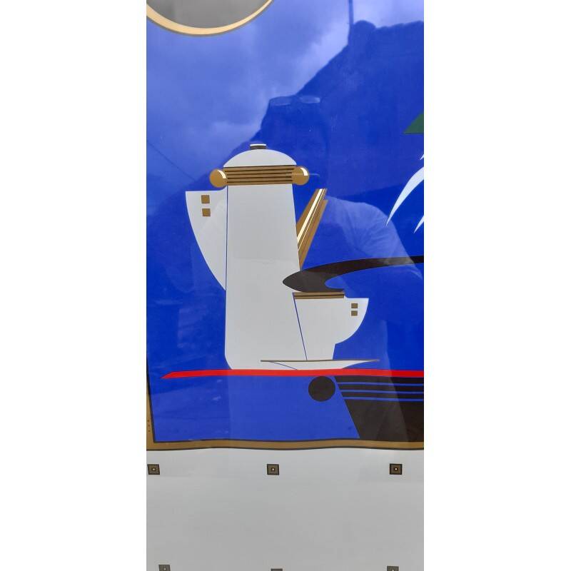 Screen-printed lithograph signed Charles Lepas 1980 Café Wien