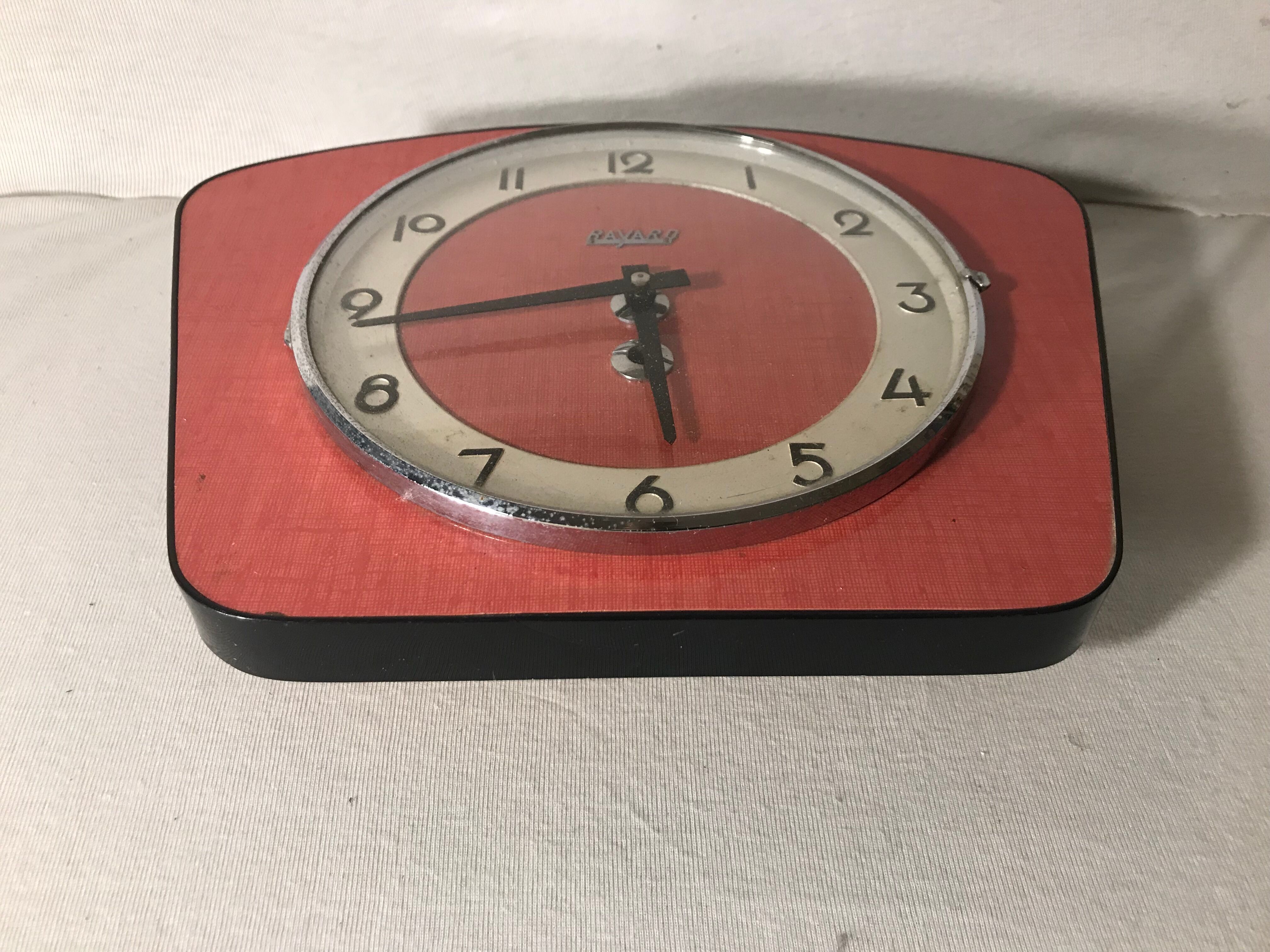 Ancient clock pendulum bayard red key vintage 50s formica