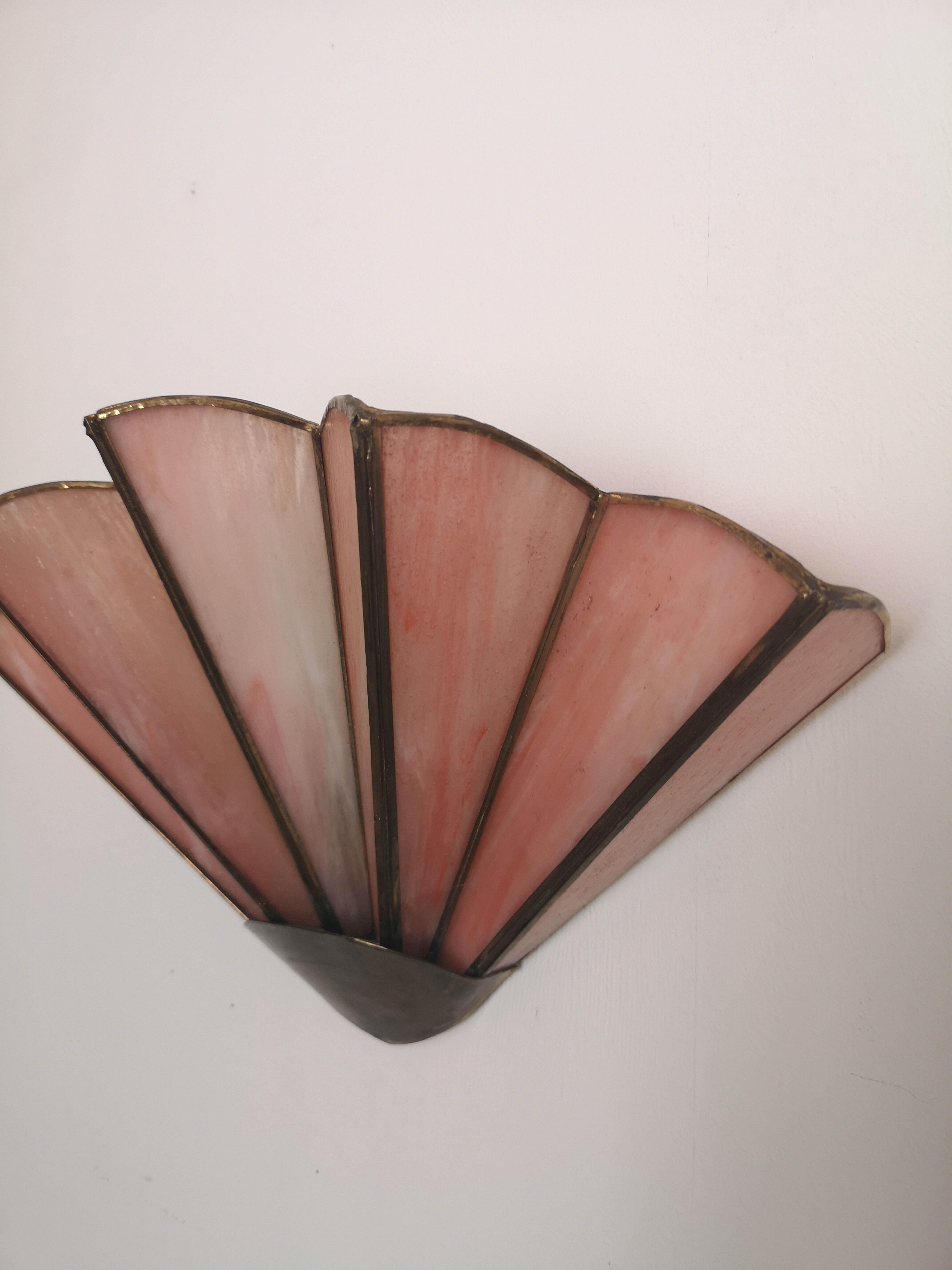 Pink opaline fan wall light