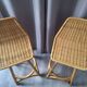 Pair of vintage stools in rattan & bamboo — 1950s