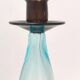 Set of Three Aquamarine and Brown Murano Glass Candleholders, Italy