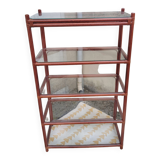 Rattan shelf with 4 clear glass shelves