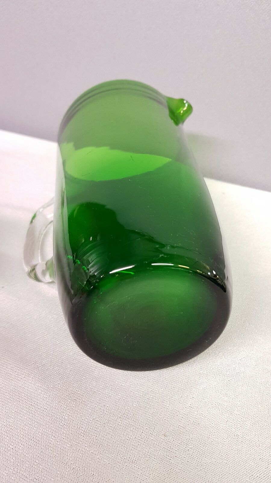 Green glass carafe