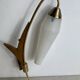 Pair of wall lights in brass, wood and opaline glass, 1950s/60s