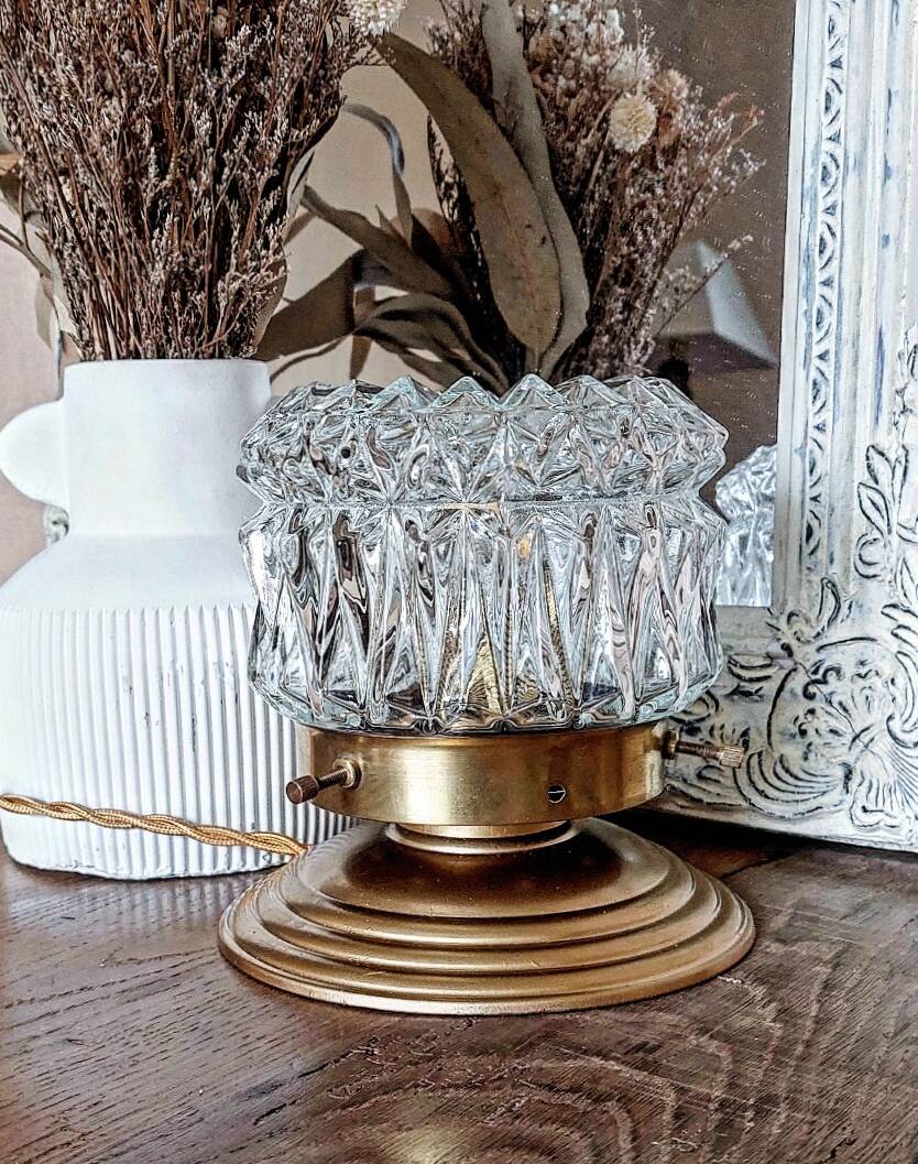 Vintage chiseled glass lamp