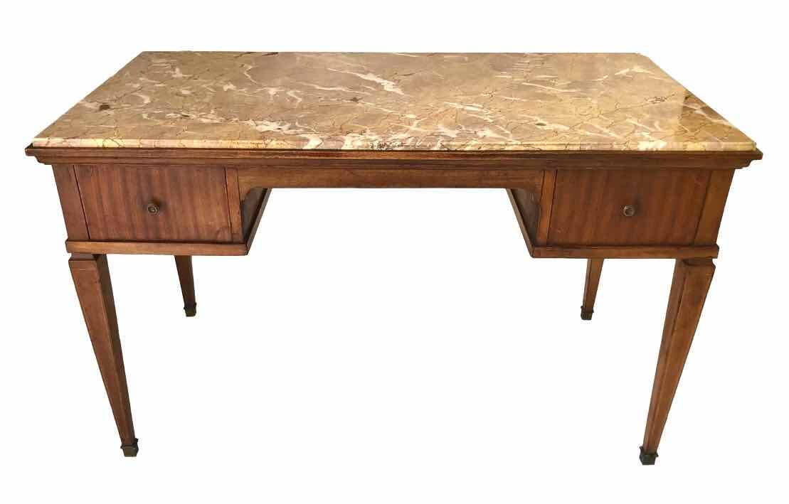 Wood and pink marble desk