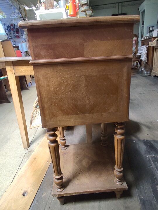 Bedside table solid wood inlaid drawer vintage antique door