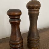 Vintage turned wooden pepper and salt mill