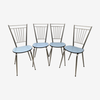 Set of 4 chairs chrome metal 70s