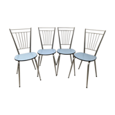 Lot de 4 chaises métal chromé années 70