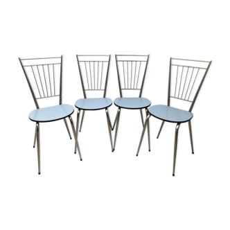 Lot de 4 chaises métal chromé années 70