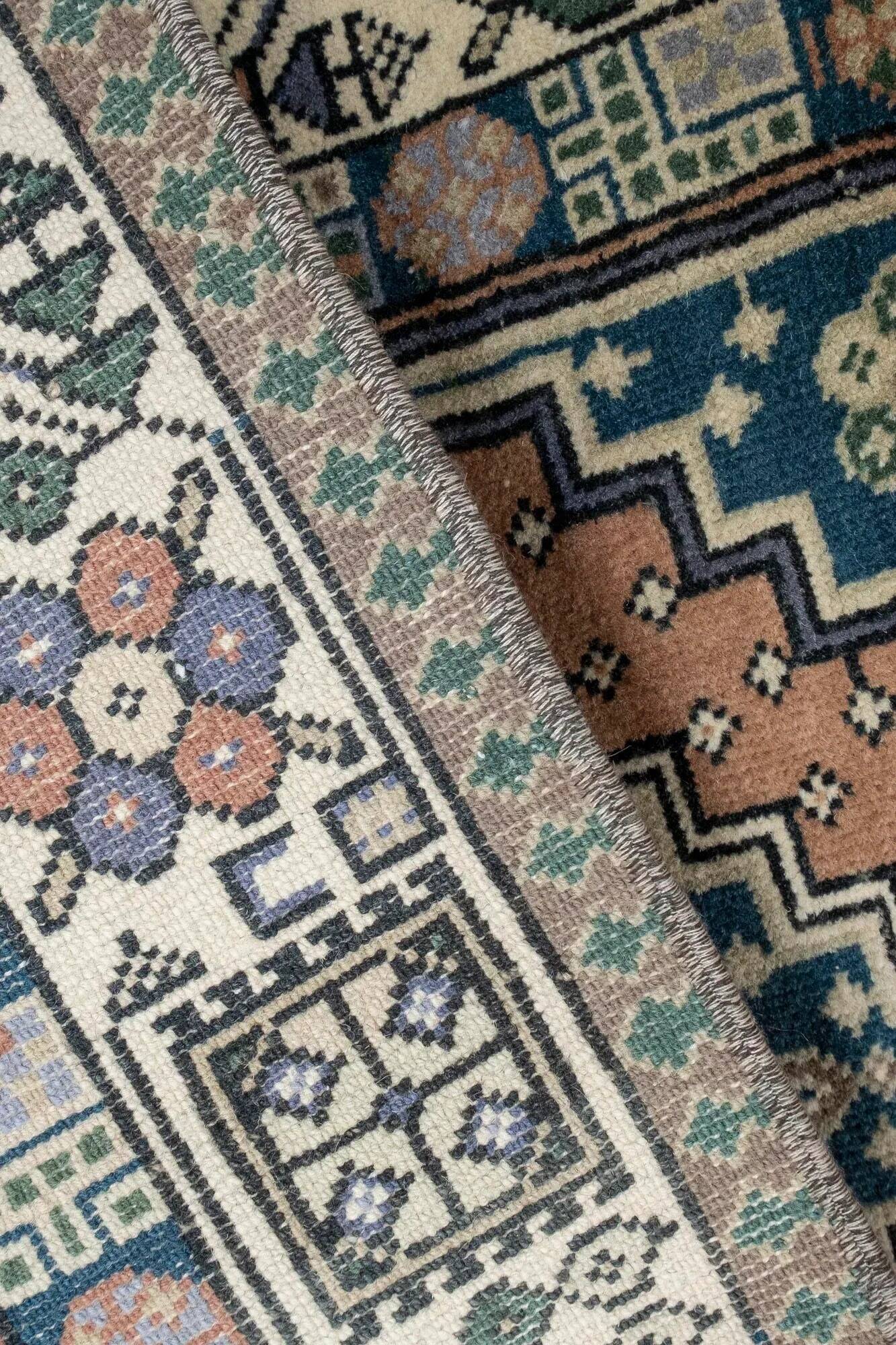 Vintage Turkish hallway rug 80x386 cm