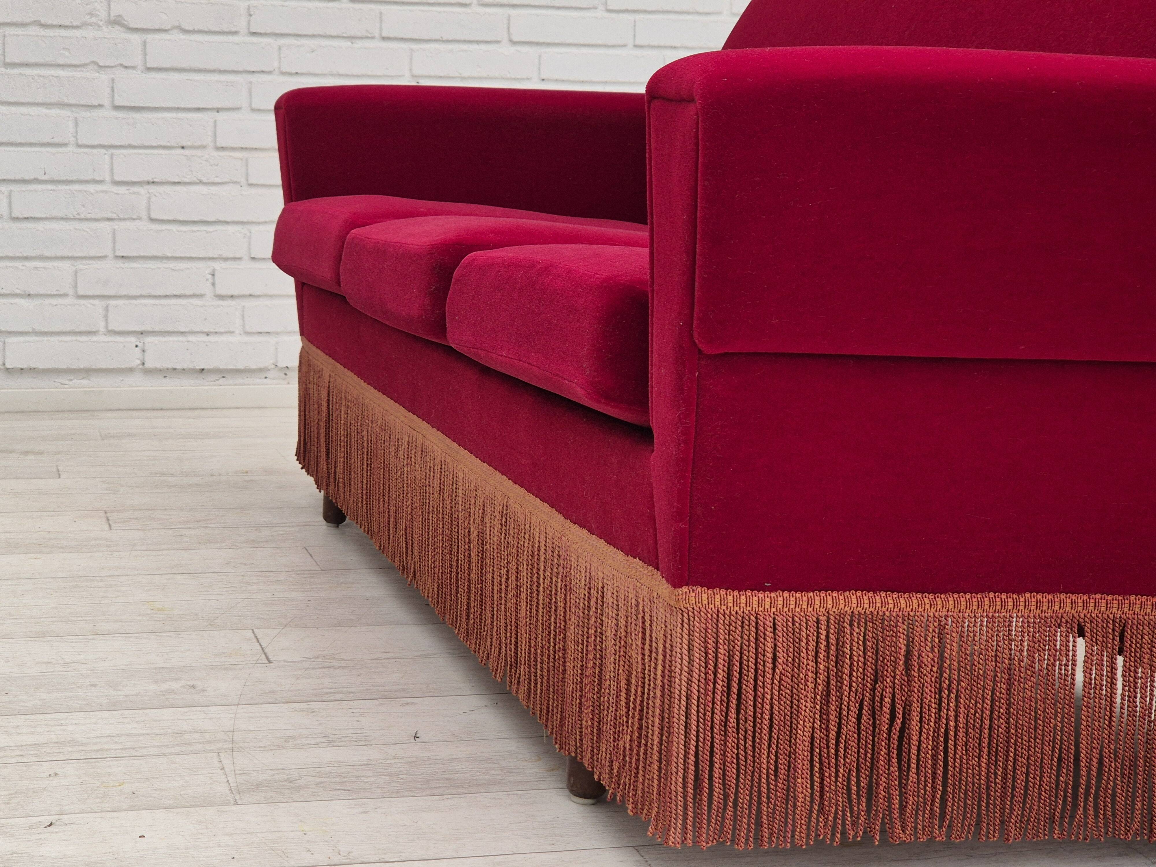 1970s, Danish 3 seater sofa by Ryesberg Møbler, original condition, velour fabric.