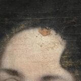 Huile sur toile, portrait de femme Empire, début XIXe, cadre à palmettes