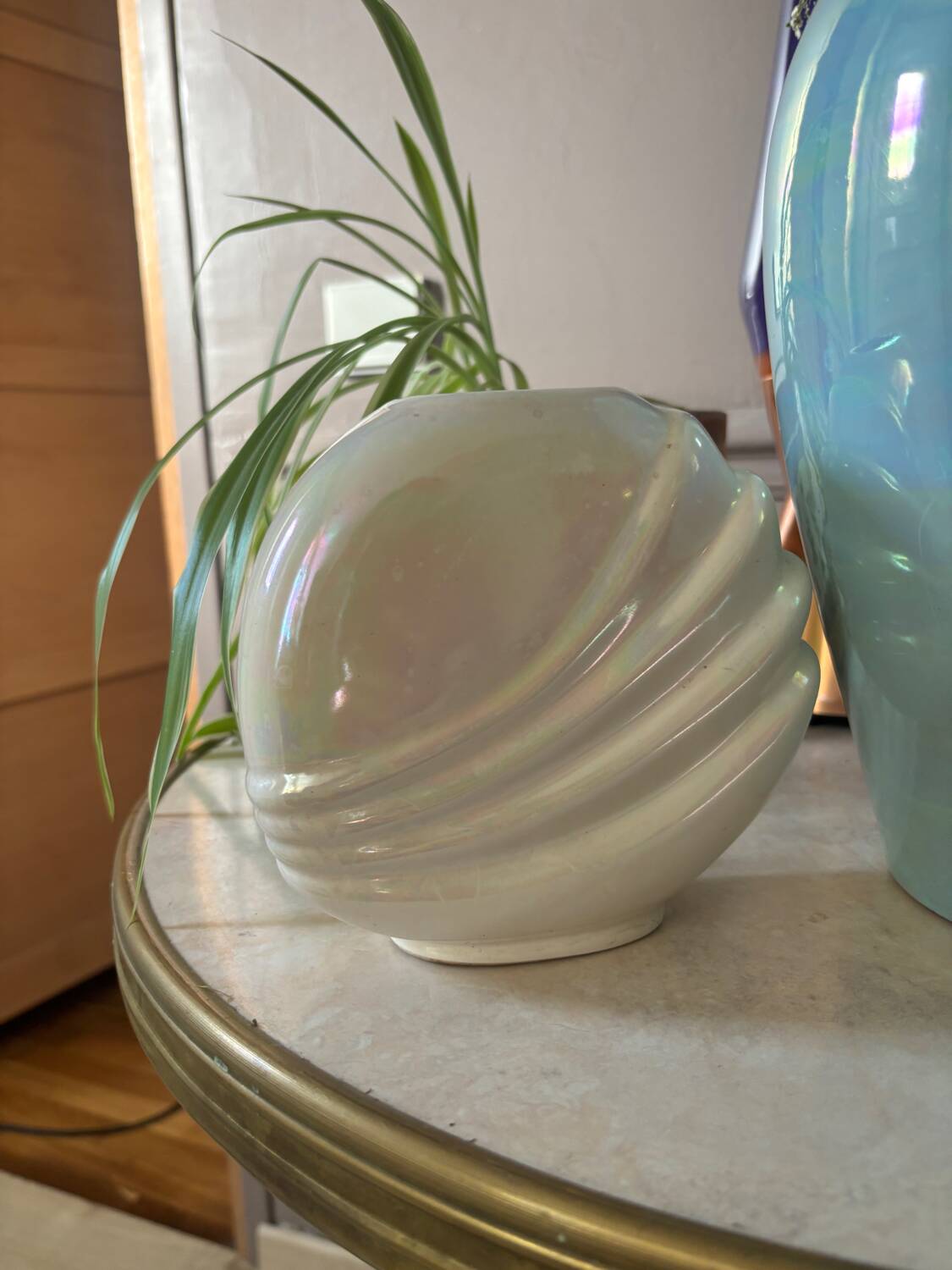 Vase art deco irisé années 80