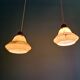 Pair of Art Deco marbled opaline pendant lights, Scailmont (Belgium)