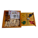wooden games box: chess - little horses - dominoes - cards