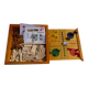 wooden games box: chess - little horses - dominoes - cards