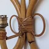 Pair of Louis Sognot rattan wall lights