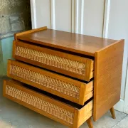 Scandinavian chest of drawers in oak and rattan from the 50s/60s.