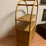 Rattan shelf cabinet from the 1980s'