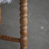 High oak stool, reupholstered in lambswool, Danish cabinetmaker, 1950s.