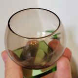 Carafe et 2 verres en verre vert et marron modèle original