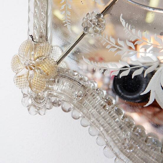 Italian Venetian Murano Floral Wall Mirror