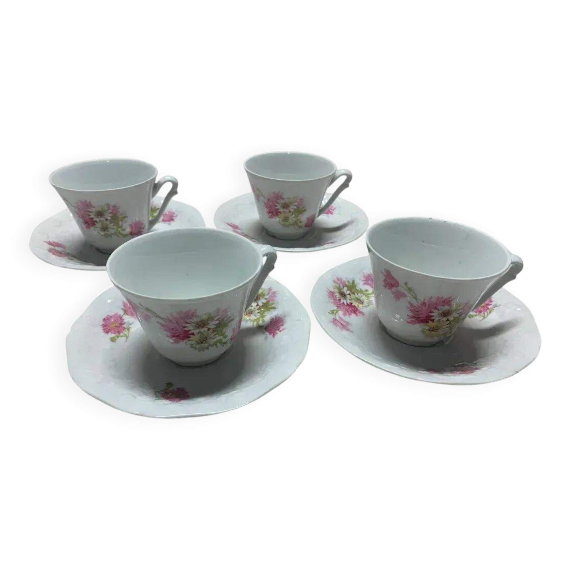 4 Sologne Porcelain Cups and Saucers