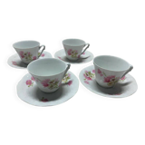 4 Sologne Porcelain Cups and Saucers