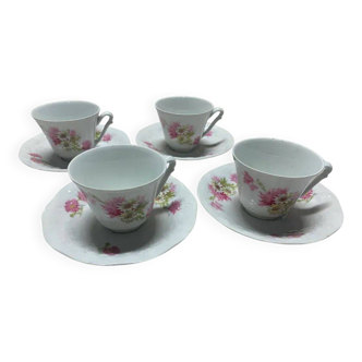 4 Sologne Porcelain Cups and Saucers