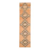 Tapis coureur vintage en laine et coton turc noué à la main orange 95x408