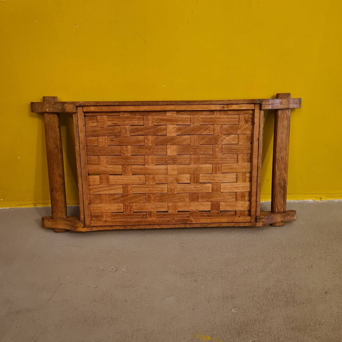 Oak Tray With Woven Top From The 1960s