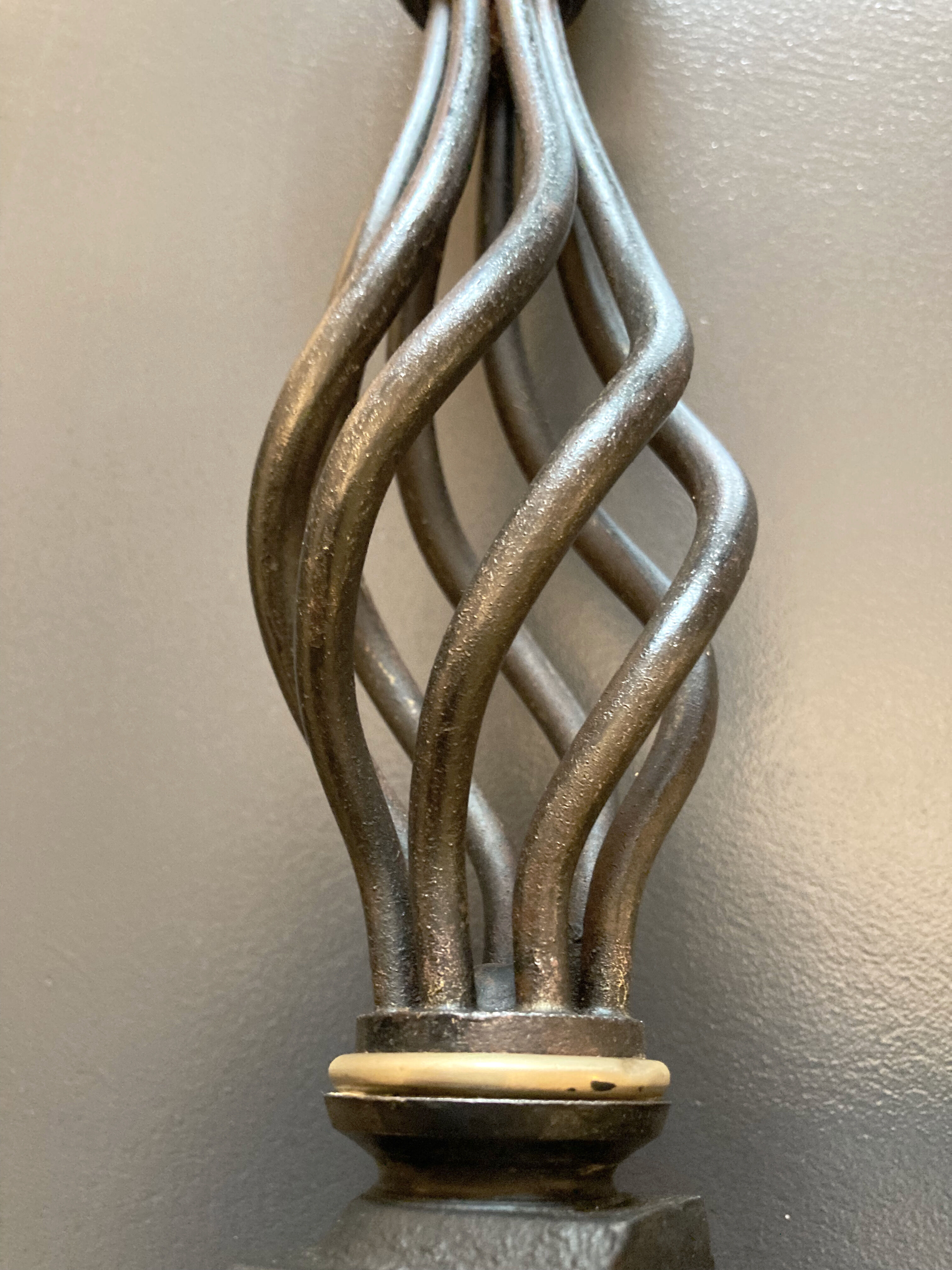 Chenets modernist bronze and cast iron