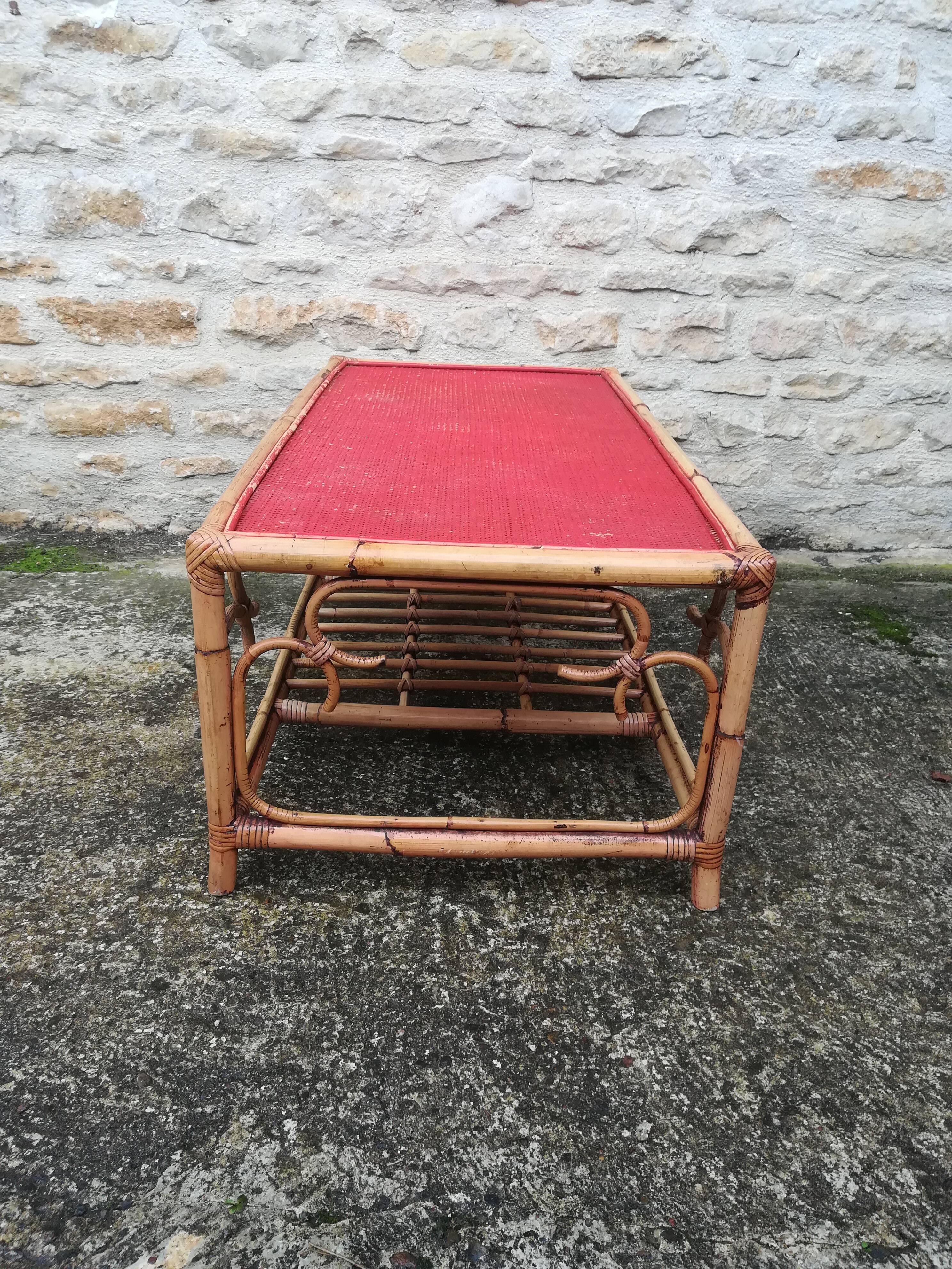 Rattan and bamboo coffee table