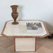 Travertine and marble coffee table