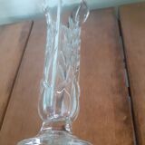 Vase en cristal transparent type soliflore ciselé épi sur 4 faces - Evasement forme fleur - H 19.5