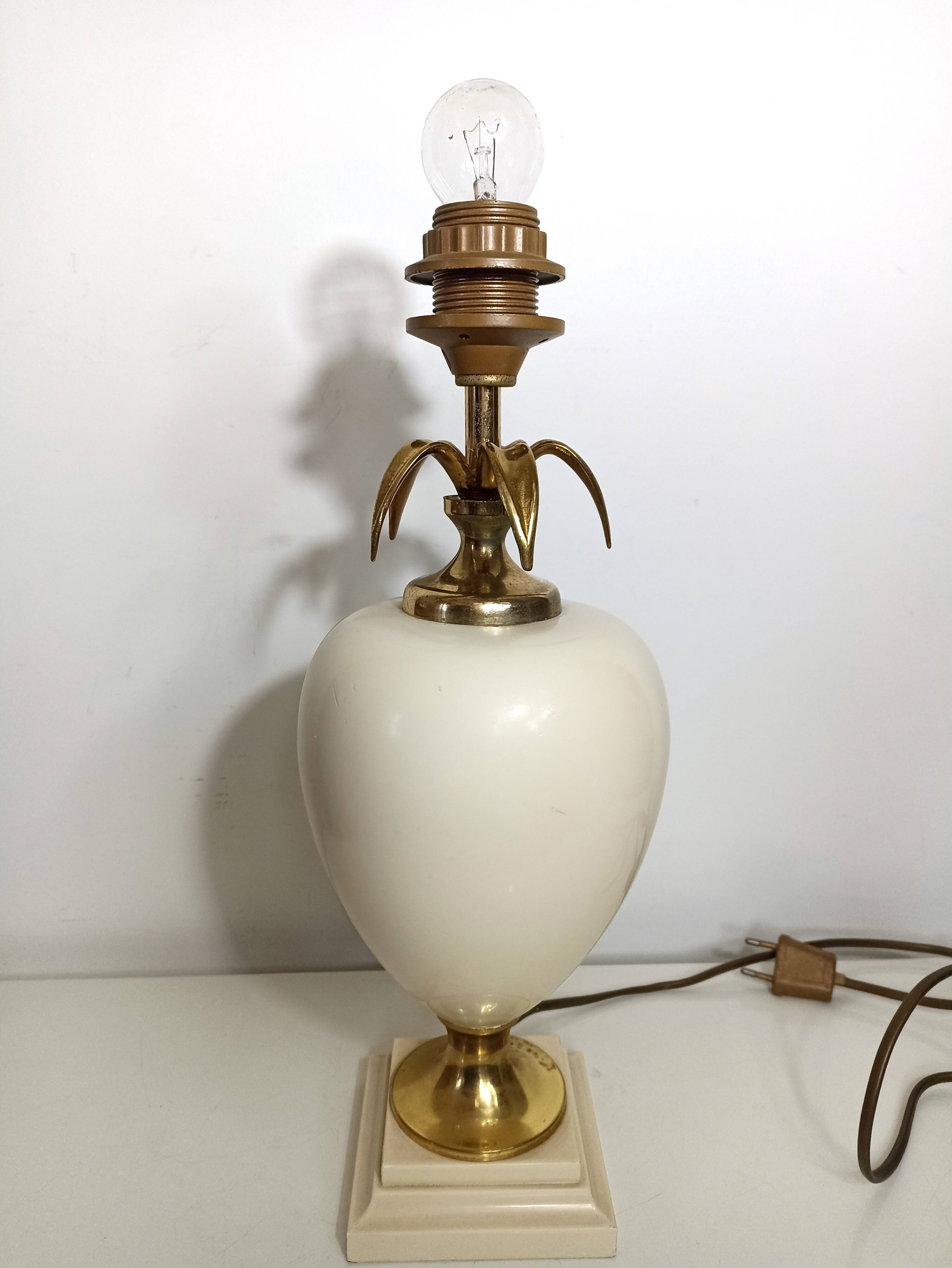 Large pineapple, palm tree, vintage egg lamp base