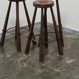 Vintage set of 3 Brutalist bar stools