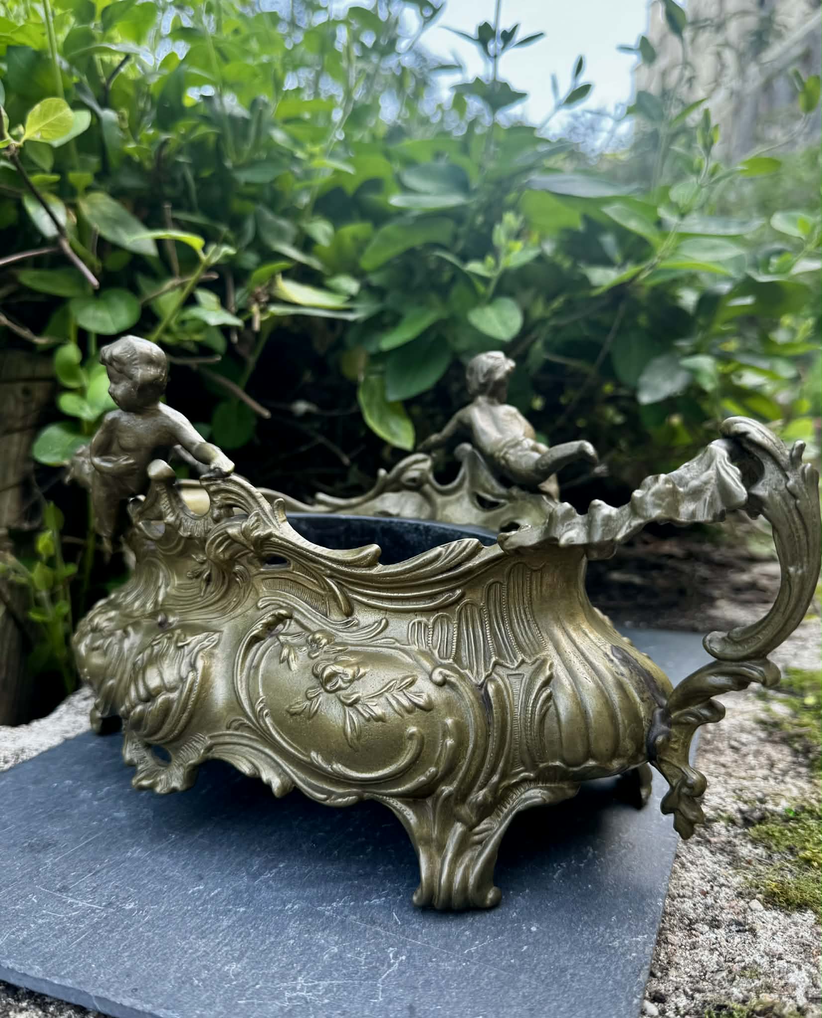 Large rock garden planter angel Art Nouveau