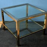 Table basse de style moderniste, style Romeo Rega en laiton et chrome