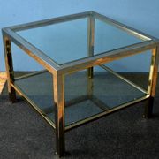 Table basse de style moderniste, style Romeo Rega en laiton et chrome