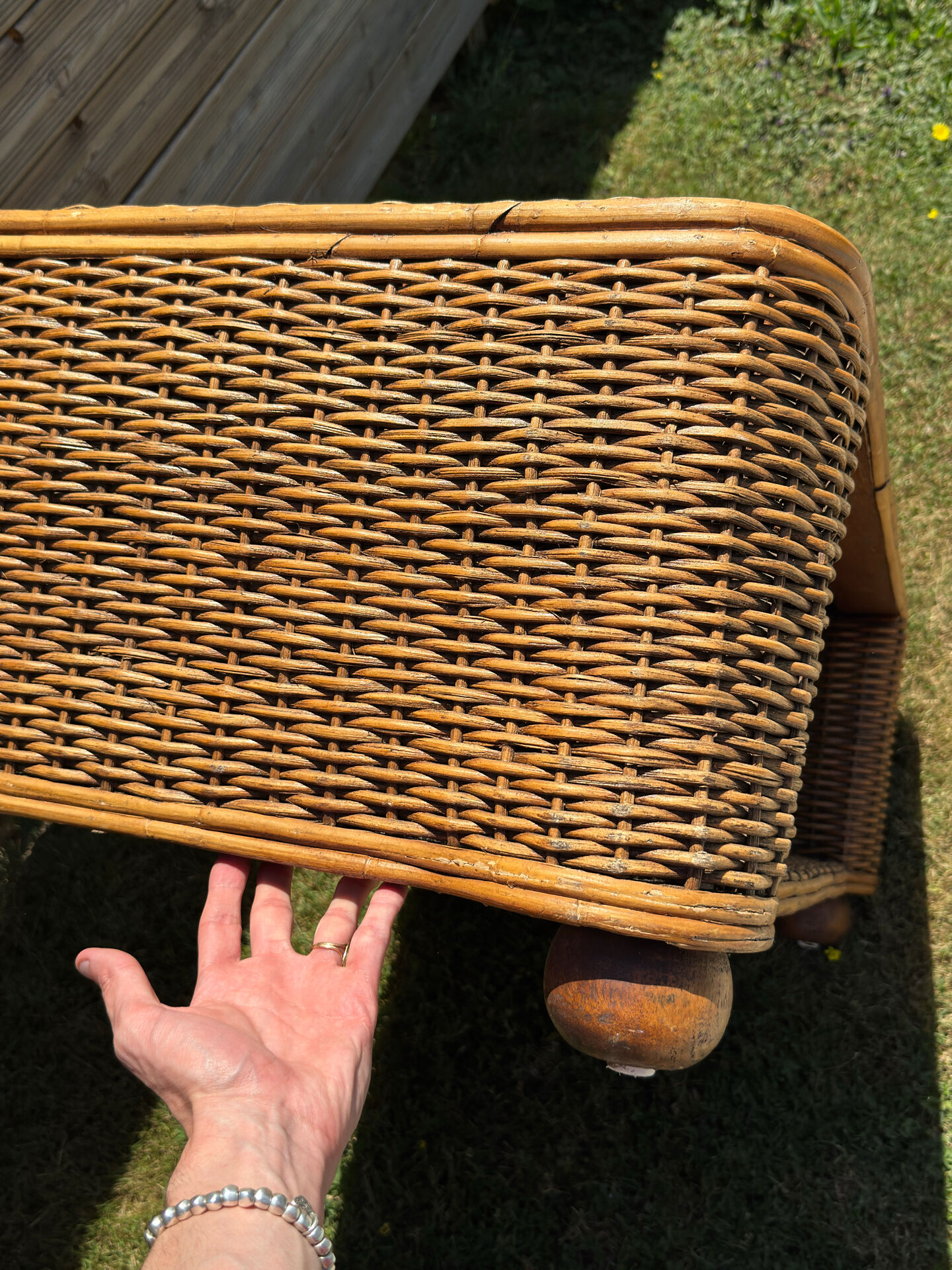 Woven rattan coffee table - 1970s