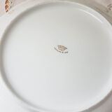 Plat rond creux Limoges FD Chauvigny blanc doré motif Rose