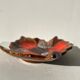 Empty Vallauris pocket in the shape of a leaf, orange and brown iced décor
