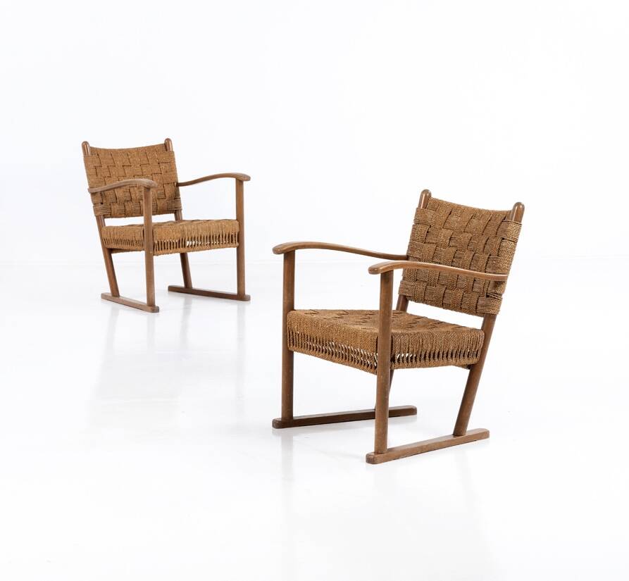 1940s armchairs by Frits Schlegel, Fritz Hansen Model 1641, Denmark 1